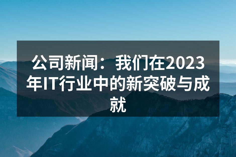 公司新闻:我们在2023年IT行业中的新